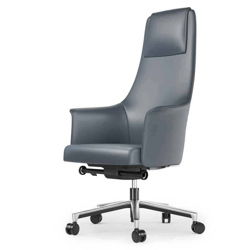 light grey leather office chair front side photo