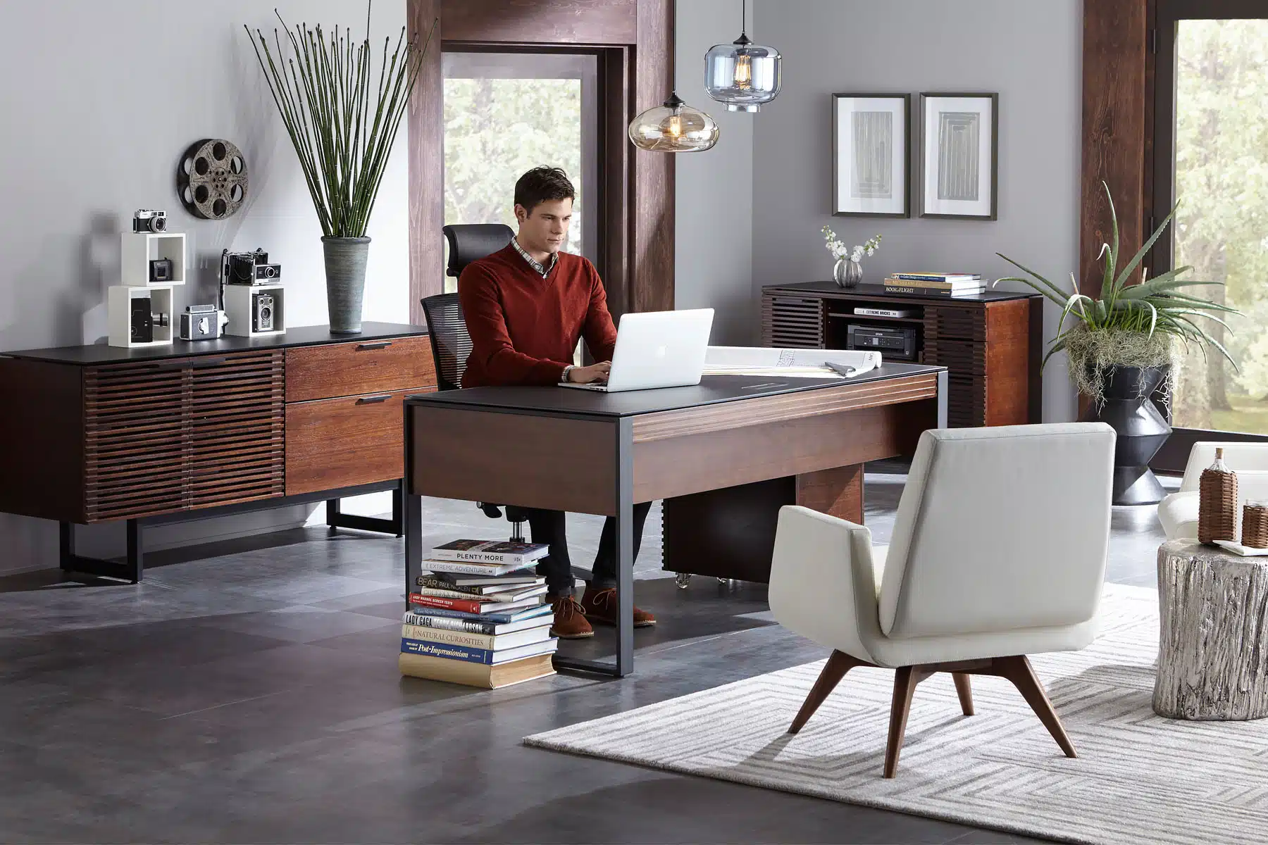 Modern Desk Office In Living Room Ideas