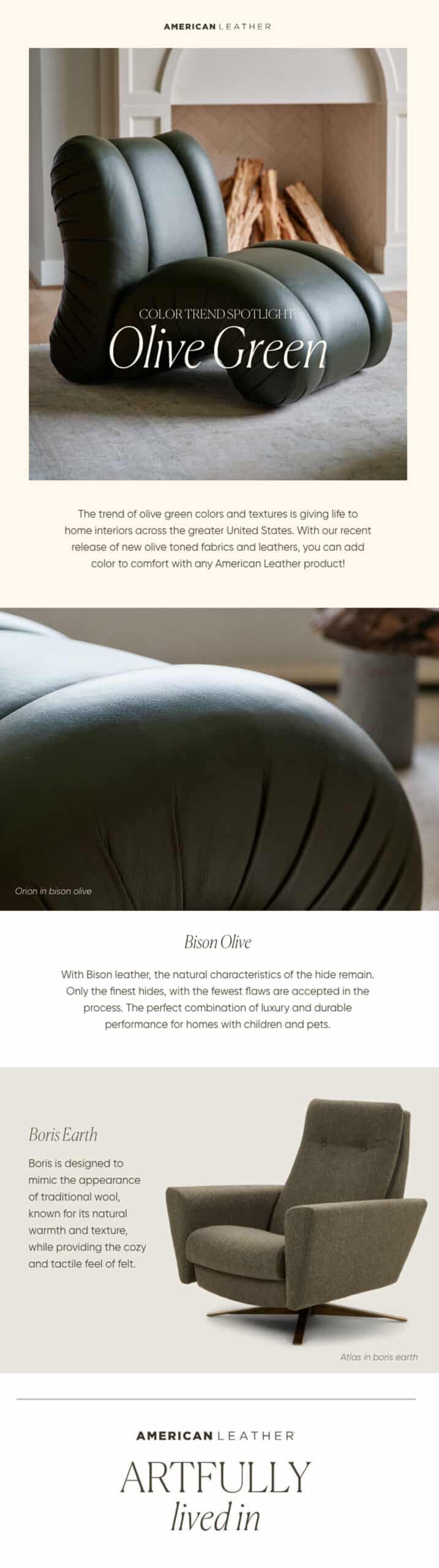 Olive green modern furniture brochure