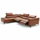 cognac leather sectional sofa with reclining sections