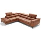 modern leather sectional in cognac