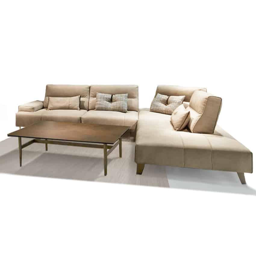 sectional light tan